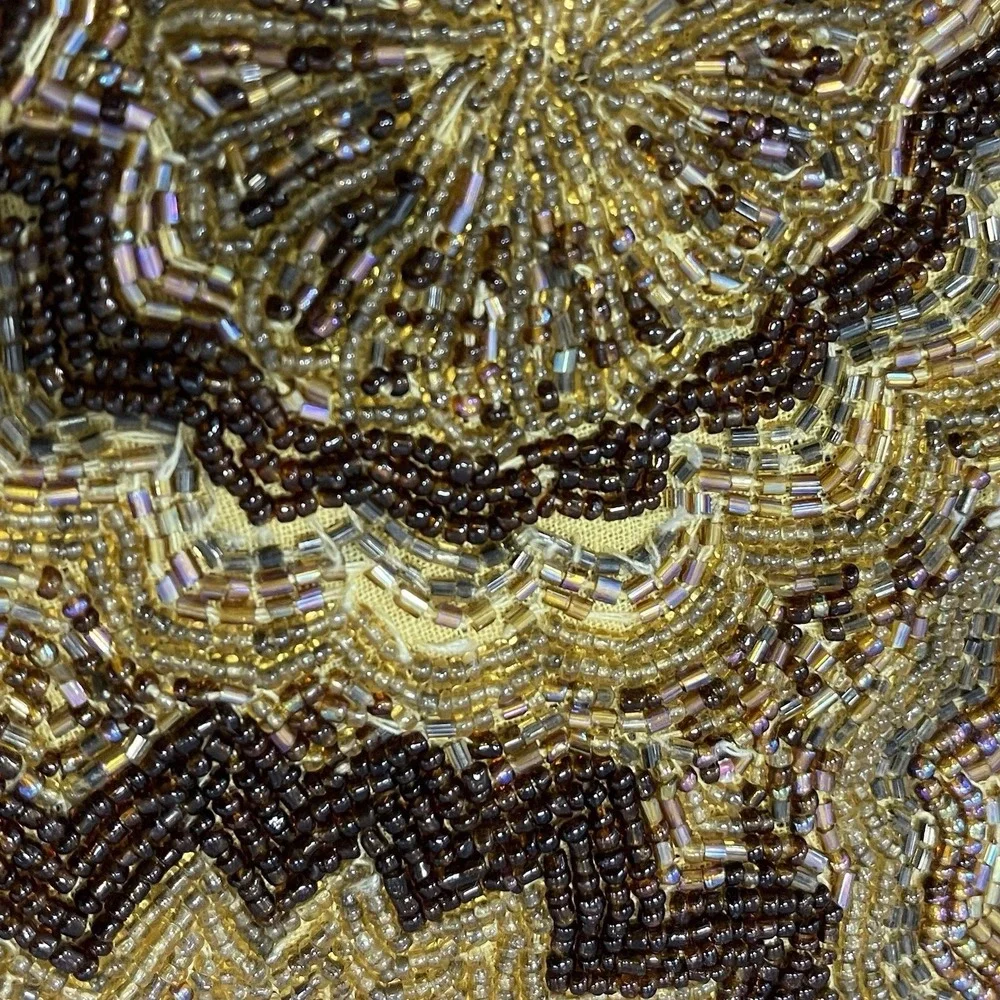 Z Gallerie Set Of Fully Beaded Pillow Shams Chocolate Brown Boho 17x17